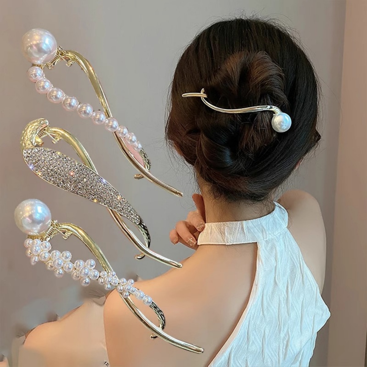 The Korean Lifestyle - Elegante fermaglio per capelli con perle